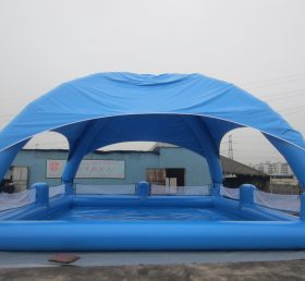 Pool2-558 Μεγάλη μπλε φουσκωτή πισίνα με σκηνή