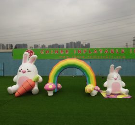 Arch2-402 Rainbow Bunny Arch Πάσχα εορτασμός φουσκωτά